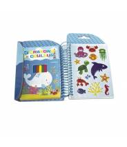 Carnet de coloriage + 5 crayons + autocollants