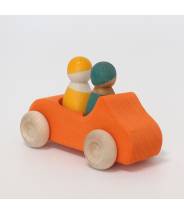 Grande voiture orange en bois et 2 amis (cabriolet) - Grimm's