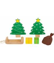 Mon Noël en bois, crèche des animaux de la forêt, figurines en bois