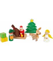 Mon Noël en bois, crèche des animaux de la forêt, figurines en bois