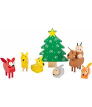 Mon Noël en bois, crèche des animaux de la forêt, figurines en bois