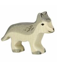 Loup, petit ou louveteau - figurine en bois HOLZTIGER