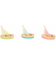 3 Bateaux en bois à voile - jouet aquatique ou de bain