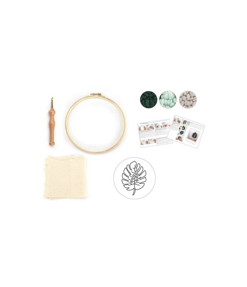 CEOVR Punch Needle Sous-verres Kit Punch Needle Kit Adulte Broderie,10x10 cm Dessous de Verre Tricoté Activité Manuelle