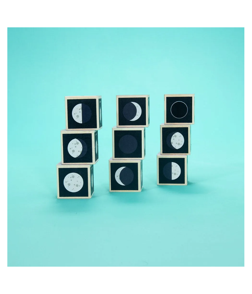 La Lune et ses phases - Cubes en bois tactiles - Uncle Goose