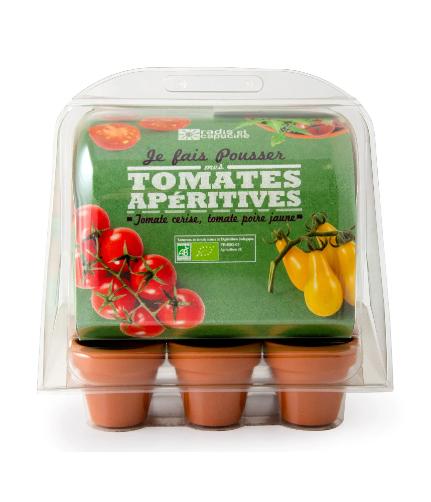 MINI-SERRE PLASTIQUE RECYCLÉ - GRAINES DE tomates - RADIS ET CAPUCINE