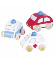 Lot de 3 véhicules : Voitures avec klaxon, police, camion de pompiers, ambulance