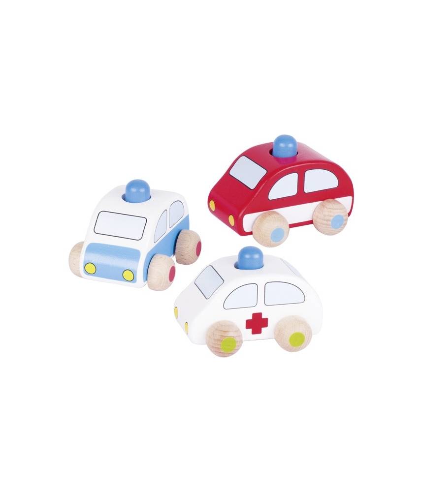 Lot de 3 véhicules : Voitures avec klaxon, police, camion de pompiers, ambulance