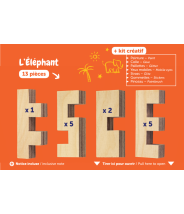 KIT CRÉATIF ÉLÉPHANT - CLOZE - JEU DE CONSTRUCTION EN BOIS