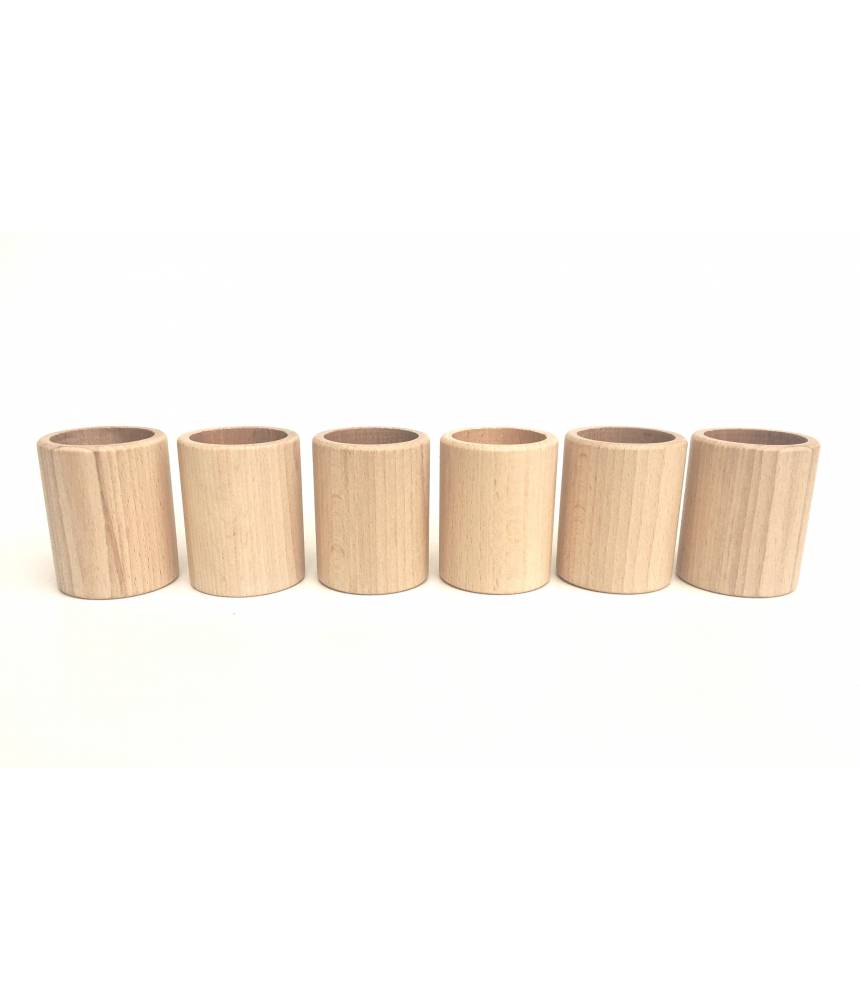 6 coupes cylindriques en bois naturel - Grapat