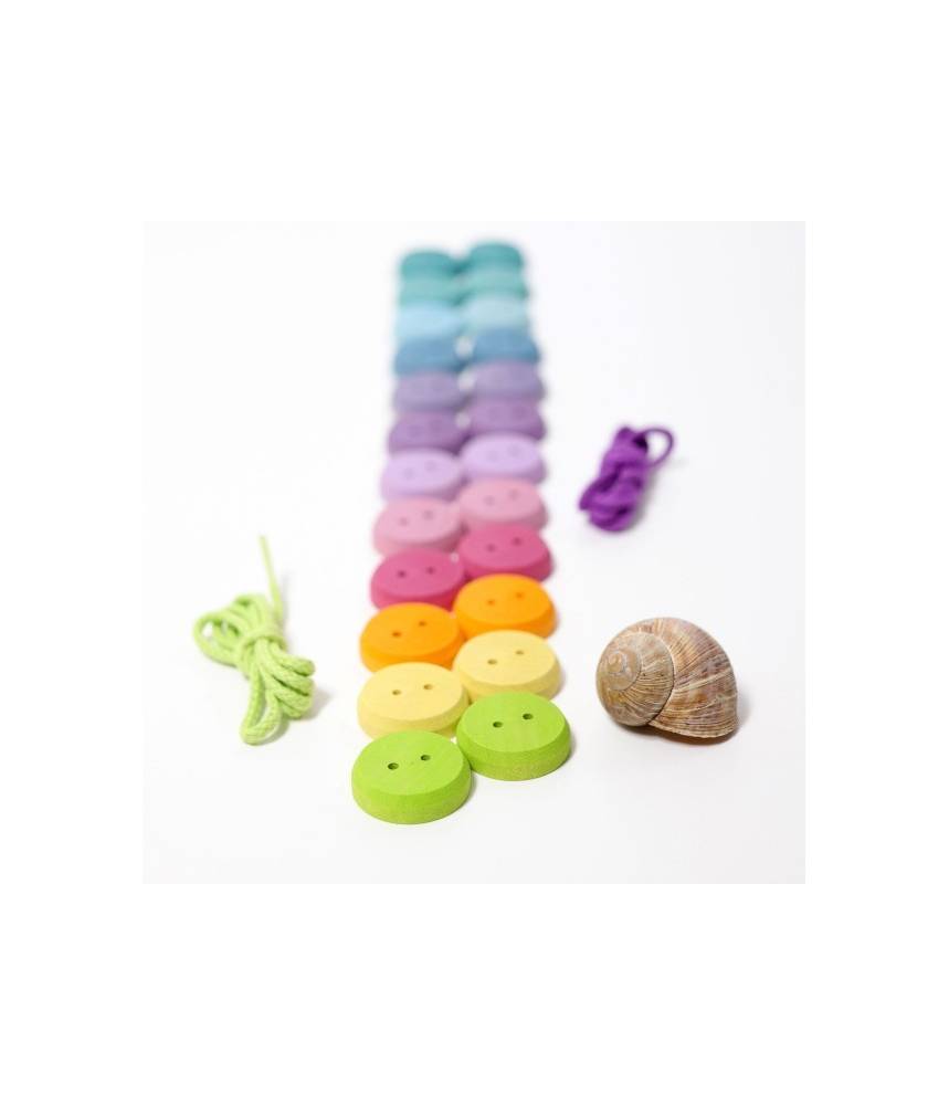 Boutons en bois arc-en-ciel Pastel- Grimm's