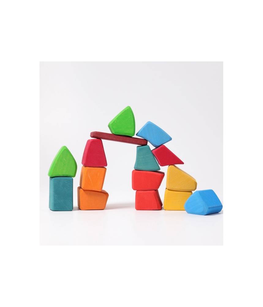 15 blocs de construction Waldorf en bois arc-en-ciel - Grimm's