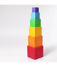 6 cubes en bois arc-en-ciel grand modèle - Grimm's