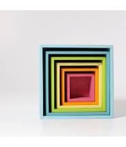 6 cubes en bois arc-en-ciel Pastel grand modèle - Grimm's