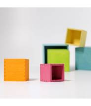 6 cubes en bois arc-en-ciel Pastel grand modèle - Grimm's