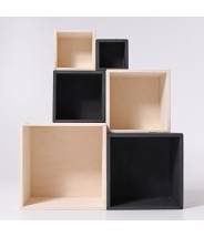 6 cubes en bois Monochrome grand modèle - Grimm's