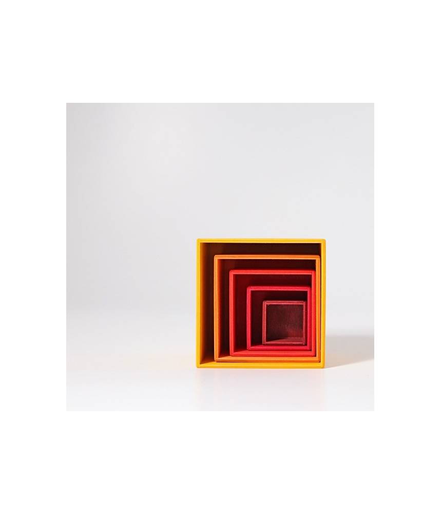 5 cubes en bois ton jaune oranger Moyen modèle - Grimm's