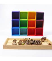 12 cubes en bois arc-en-ciel boite de tri pour perles - Grimm's