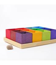 12 cubes en bois arc-en-ciel boite de tri pour perles - Grimm's