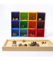 12 cubes en bois arc-en-ciel boite de tri pour perles - Grimm's