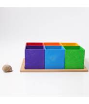 6 cubes en bois arc-en-ciel boite de tri pour perles - Grimm's