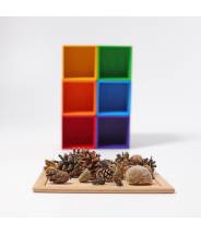 6 cubes en bois arc-en-ciel boite de tri pour perles - Grimm's