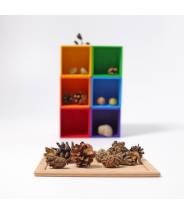 6 cubes en bois arc-en-ciel boite de tri pour perles - Grimm's