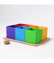 6 cubes en bois arc-en-ciel boite de tri pour perles - Grimm's