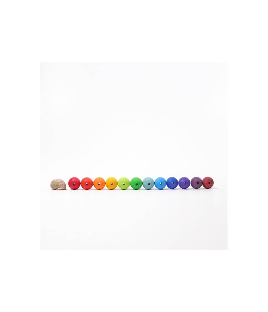 36 Grandes perles en bois arc-en-ciel - Grimm's