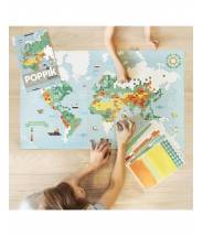 Map monde, carte du monde en pixel art , planisphère - Poppik Sticker Discovery