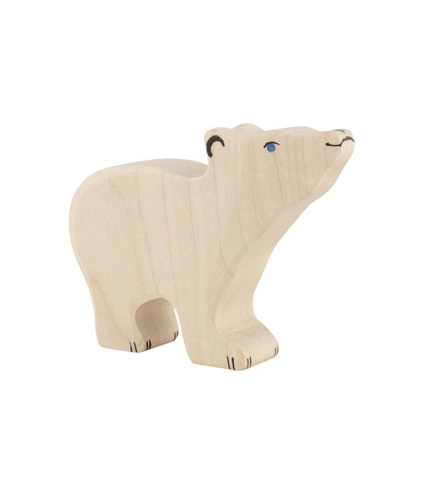 Petit ours polaire, tête haute - figurine en bois HOLZTIGER
