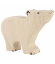 Petit ours polaire, tête haute - figurine en bois HOLZTIGER
