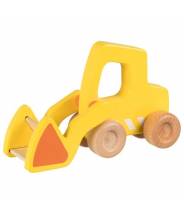 Tractopelle en bois jaune, véhicule de chantier - Goki