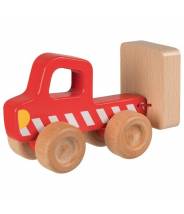 Camion benne en bois rouge, véhicule de chantier - Goki