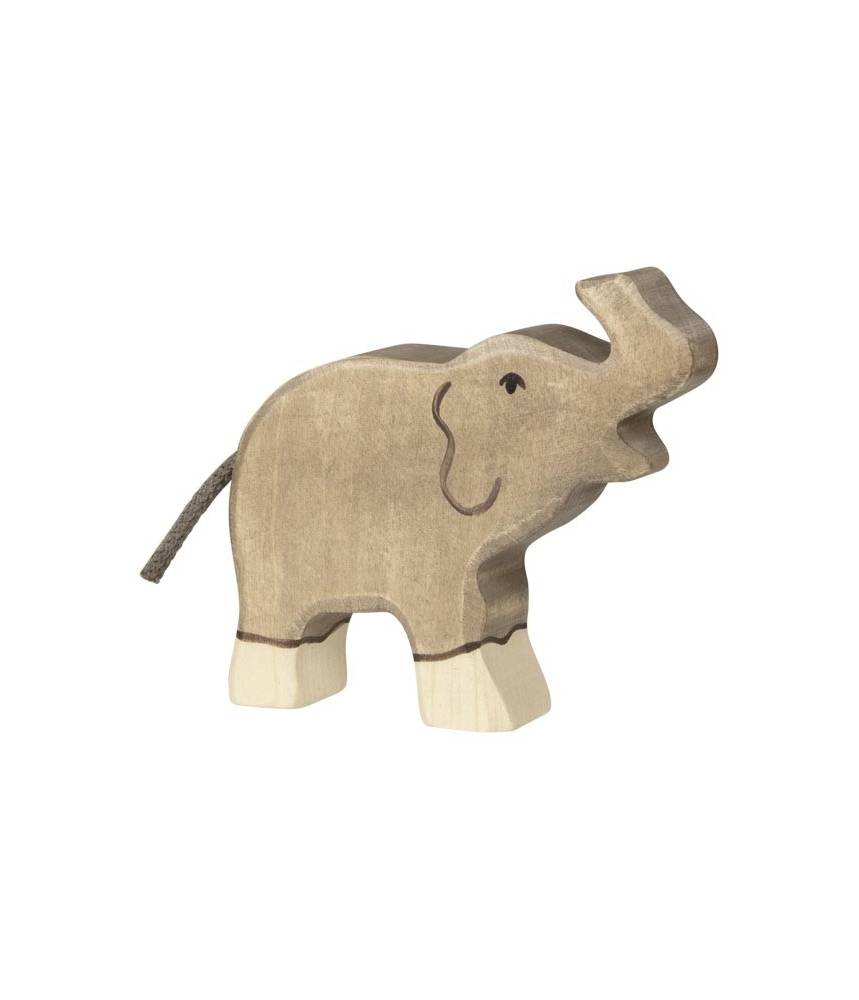 Eléphant, petit, trompe haute - figurine en bois HOLZTIGER