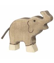 Eléphant, petit, trompe haute - figurine en bois HOLZTIGER